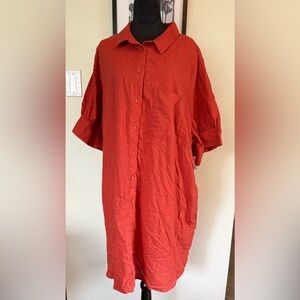 NEW! Old Navy Women’s Burnt Orange Linen Blend Shirt Dress Size 3X